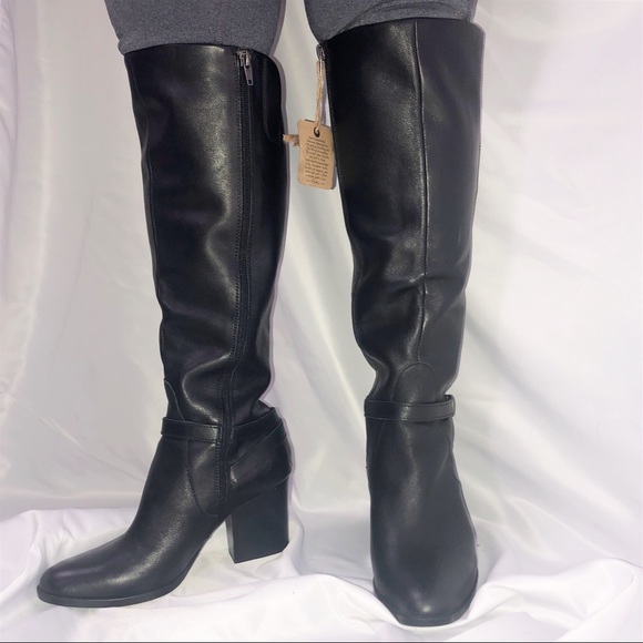 Born Black Leather Tall Riding Boots Buckles NWOB - Picture 12 of 13